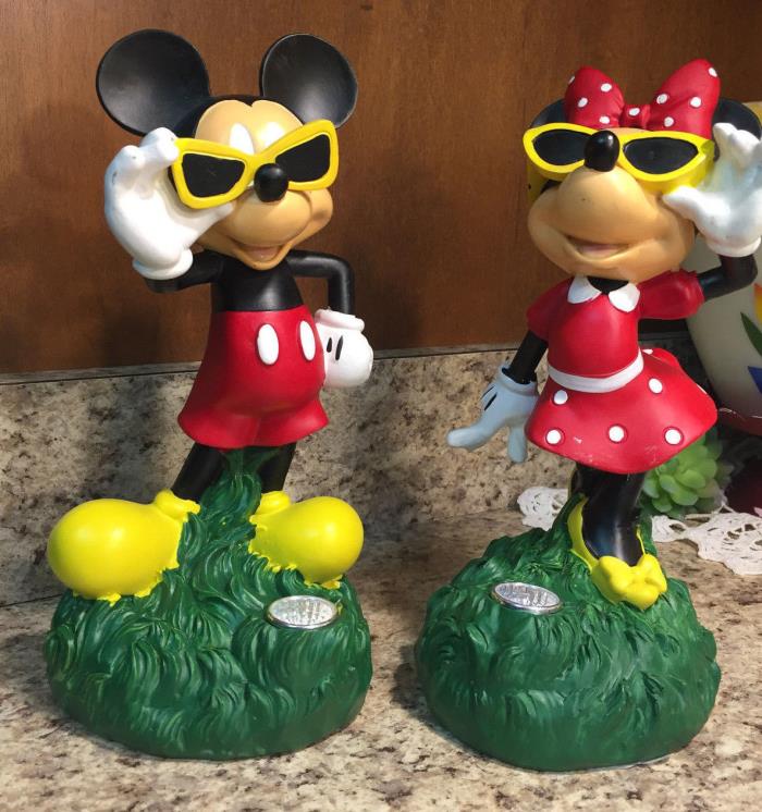 Disney Mickey and Minnie Mouse Cool Sunglasses Resin Solar Garden Figurines 9