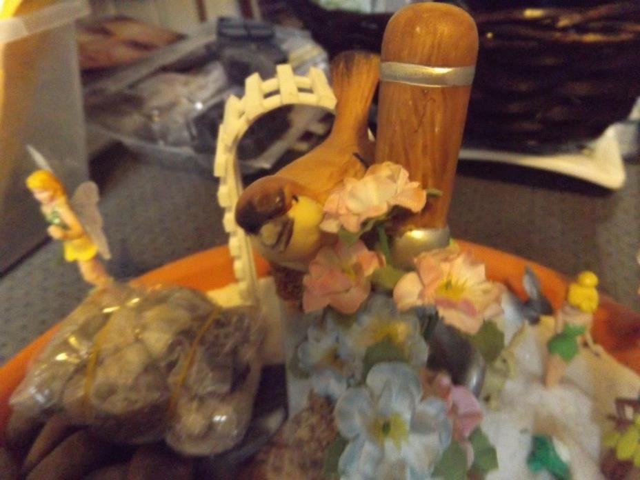 handmade fairy garden kit/complete with pot/fairies rocks.