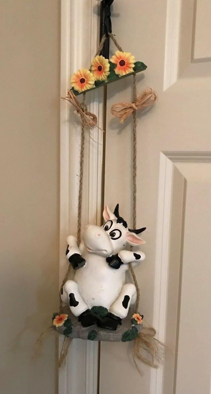 Hanging Swinging Happy Resin Cow~Rope Swing~ Very Cute!!