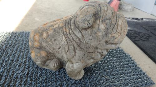 Vintage wrinkled skinned dog concrete garden statues scarce subject matter great