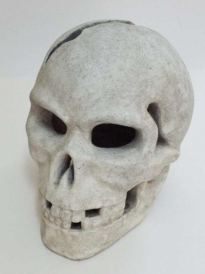 Skull Head Concrete Garden Statue Cement Figurine Halloween Skeleton X-LARGE #B