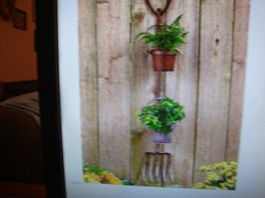 NEW Pitchfolk Rustic Tool Flower Pot Planter Garden Tool Wall Art Sculpture