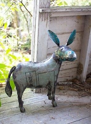 Reclaimed Metal Donkey Garden Farm Animal Mule Rustic Statue Horse Barn Recycled
