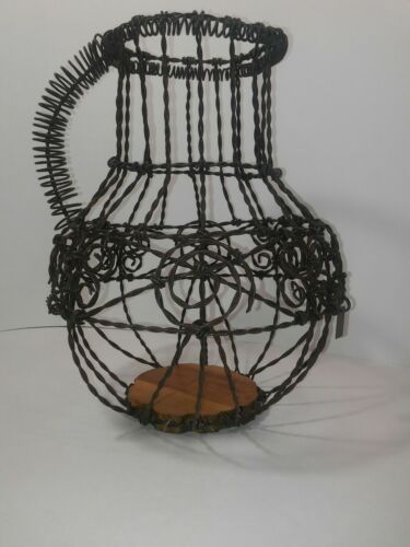 Rustic Folk Art Large Wire Sculpture Pitcher Signed By George