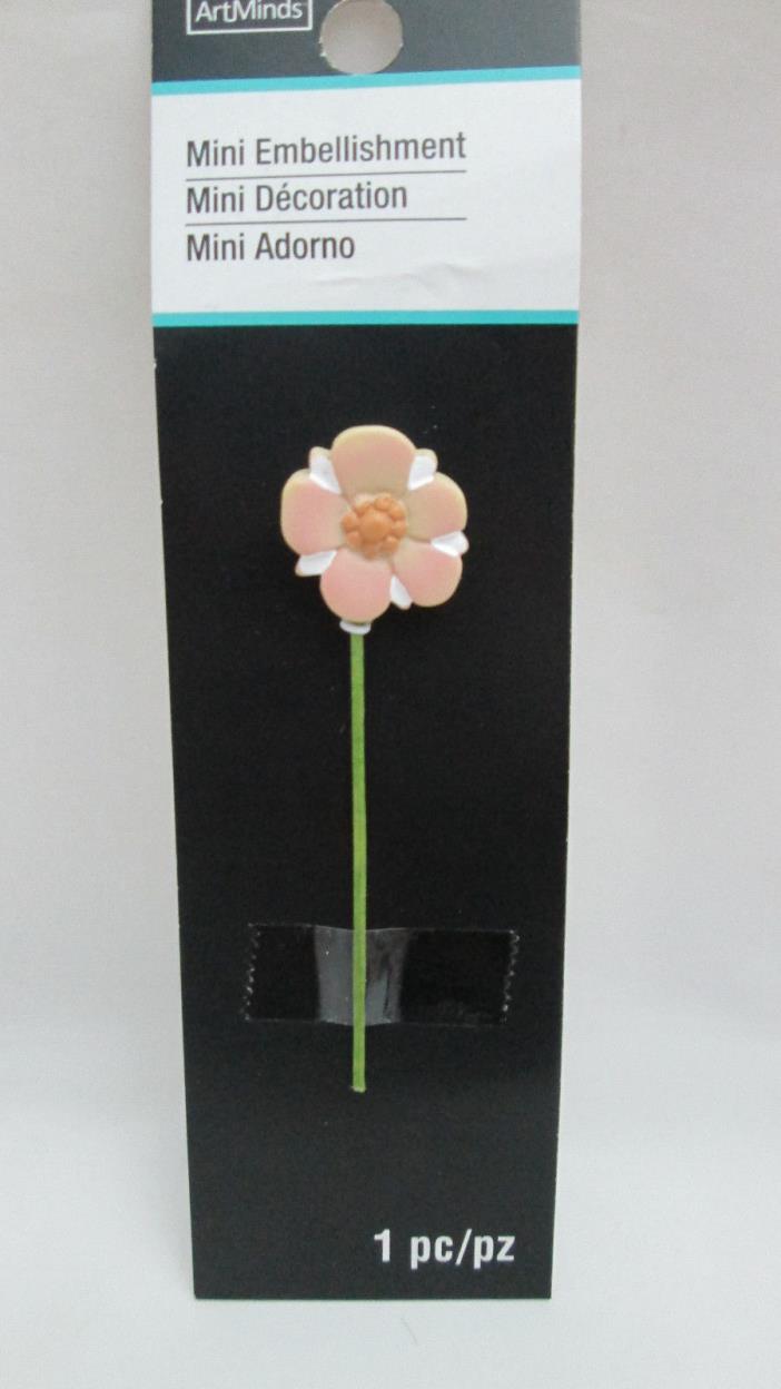 Dollhouse Miniature  / Fairy Garden Flower on Pole - Pink