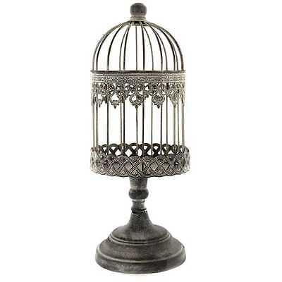 Iron Bird Cage on Stand.  Antique Sliver LOOK Home Decor. FREE SHIPPING