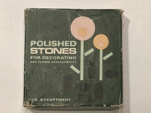 Vintage Polished Stones For Decorating, 1 Pound Assortment Box, Made In Japan