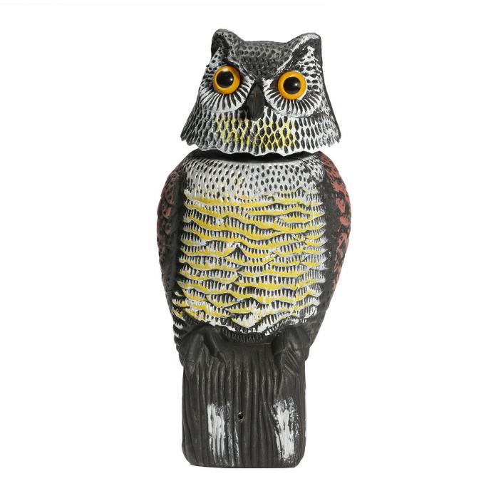 Artificial Resin Owl with Rotating Head Outdoor Hunting Decoy Garden Yard