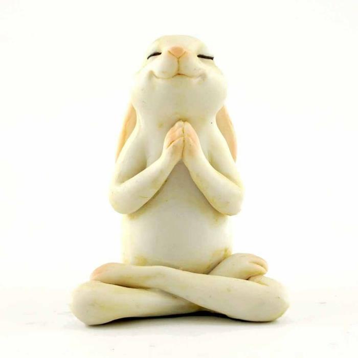 Yoga Bunny in Seated Namaste Pose Statue Miniature (4391) 2.25 Inches