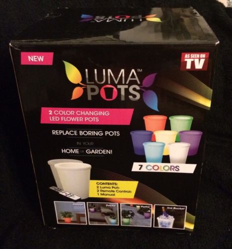 Luma Pots 01660 Color Changing LED Flower Pot w/Remote EUC