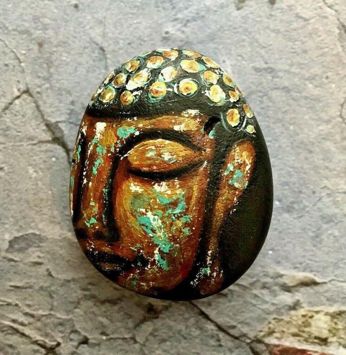 Buddha painted rock Zen garden stone home decor paperweight meditation stone