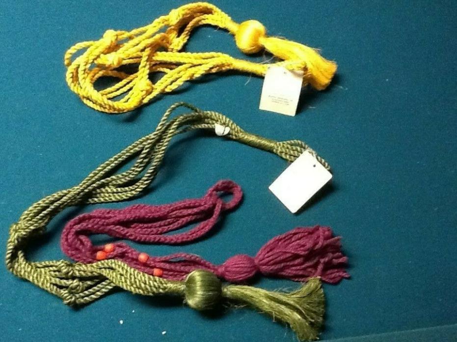 Lot of 3  / Corded  HANGING   Plant / Pot / Flower / Basket  HOLDERS  -  VINTAGE