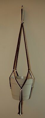 Plant Hanger  - Maroon, Dark Brown, Very Light Tan  - Holds 8 to 10