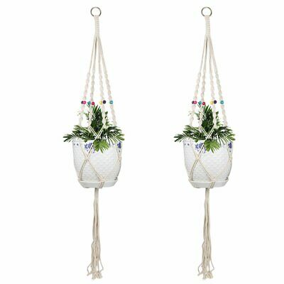 Plant Hanger Set Of 2 43Inch Handmade Cotton Rope Hanging Planters Macrame By
