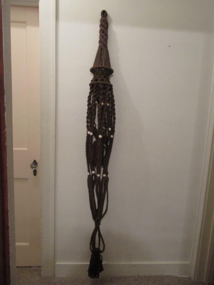 Large Brown Macrame Double Plant Hanger, 72