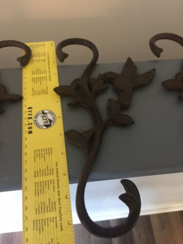 Lot Of 3 Hummingbird Plant S Hooks cast iron flower pot basket hanger 12”
