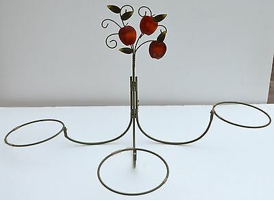 Vintage Tri arm folding wire pot plant hanger with apple motif