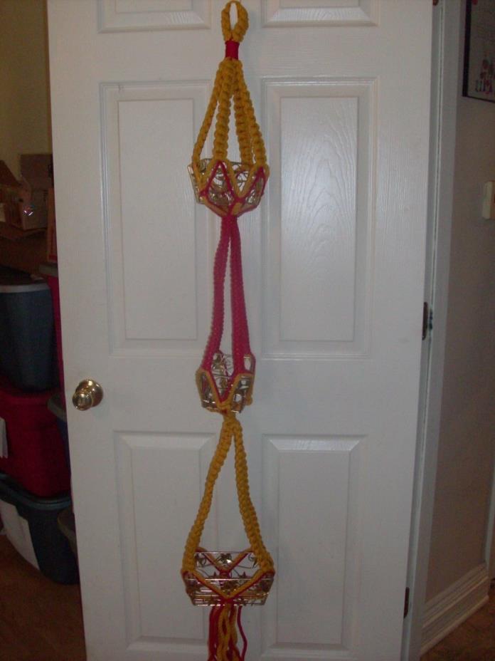 61 inch TRIPLE handmade PLANT HANGER macrame GARDEN porch DECOR deck
