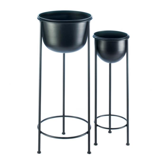 Pair Metal Bucket Plant Stands