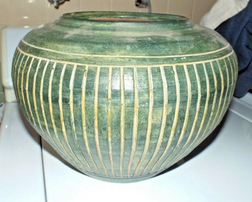 LARGE Green Pot 12 inch diameter Tera Cota ==FREE POSTAGE USA