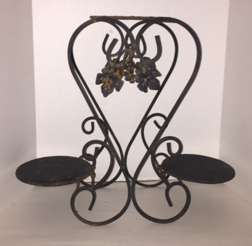 Vintage Rustic Black Scrolled Wrought Iron Plant Stand Garden Patio In Out Door