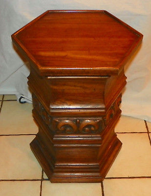 Solid Oak Carved Plant Stand by Brandt  (RP)