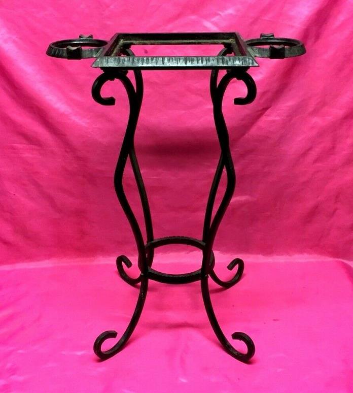 Antique Vintage VERONA Black Wrought Iron Plant Stand for 4 Planter - Nice!!