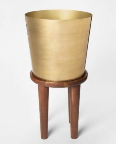 NEW Threshold Wood And Gold Plant Stand 2’ Tall