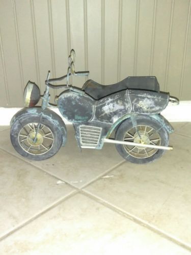 Rare Metal Motorcycle with Sidecar Planter - 15