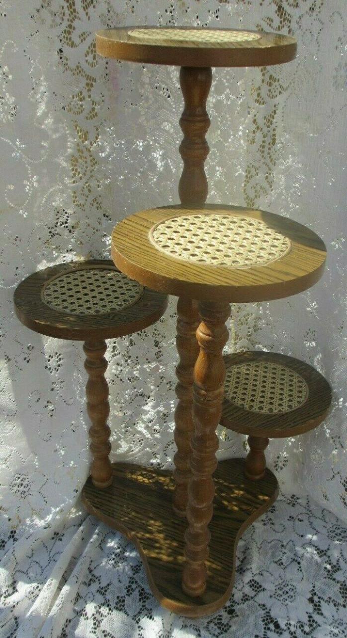 4 TIER WOODEN PLANT STAND DOILY TOPS 28
