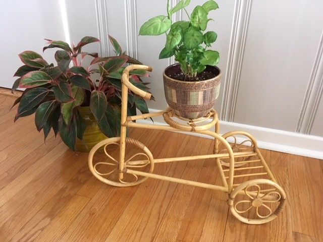 Vintage Bamboo Bicycle Plant Stand/garden/patio/porch/bent bamboo