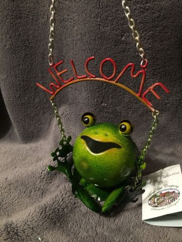 Metal Hanging Outdoor Welcome Frog