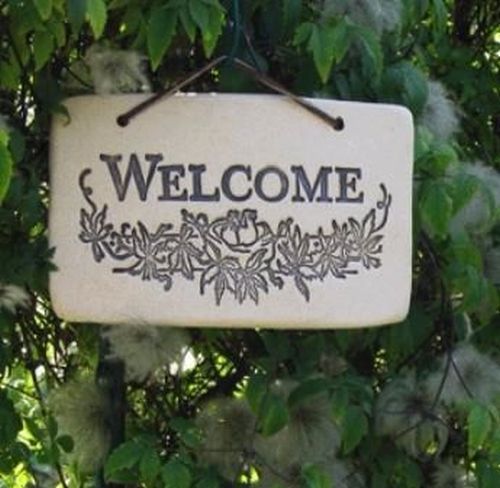 ' WELCOME ' Weatherproof Stoneware Sign/Plaque INDOOR OR OUTDOOR