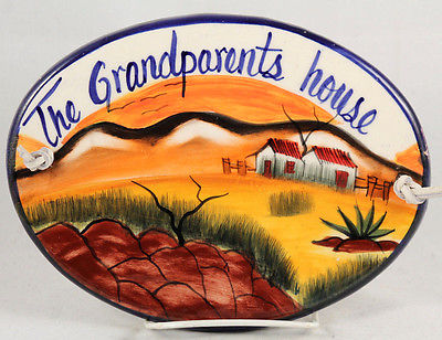 Mexican Ceramic Hanging Plaque Folk Art 