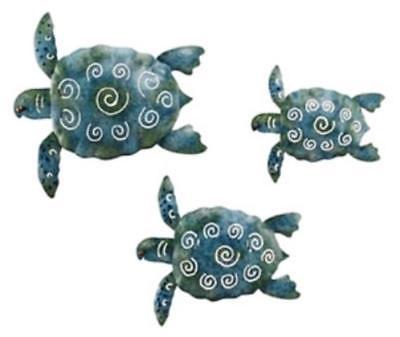 Ocean Life Sea Turtle Trio Metal Wall Decor Set of 3
