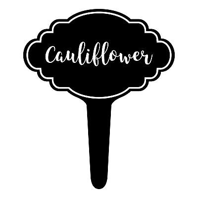 Cauliflower Vegetable Fruit Herb Garden Sign With Stake 8X8 Inch, Plastic