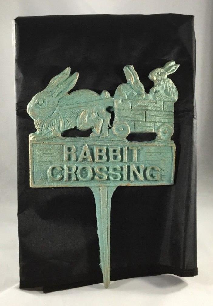 Garden Plaque Rabbit Crossing Vintage