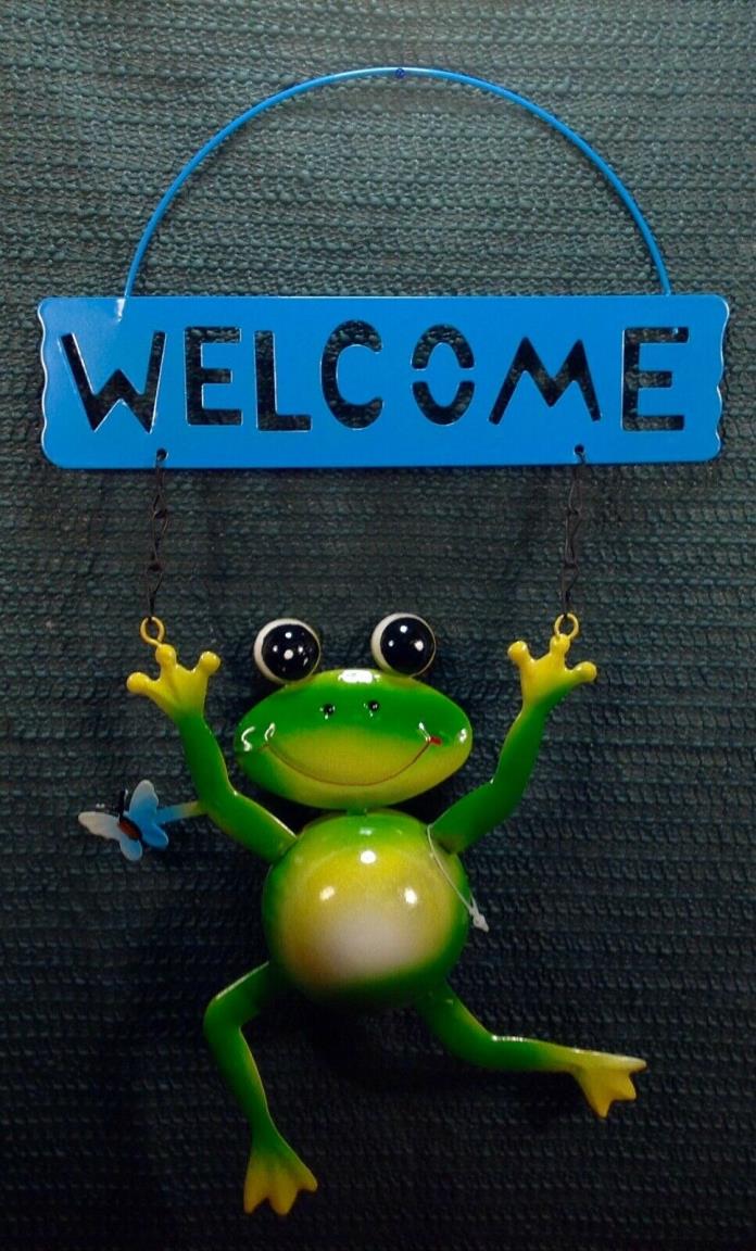 Metal WELCOME Sign with FROG