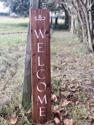 Welcome Sign For Front Porch 4ft Tall Vertical Wood Sign - Country Style