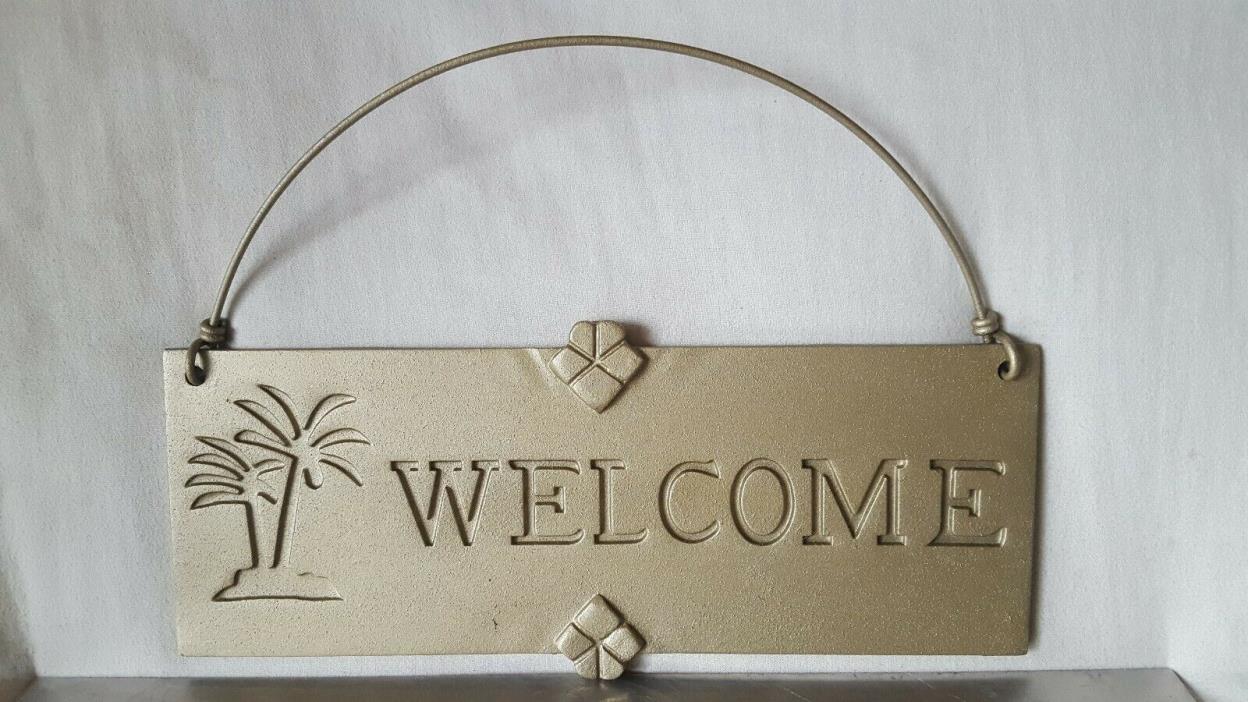 VINTAGE CAST ALUMINUM HOME/BUSINESS HANGING WELCOME SIGN