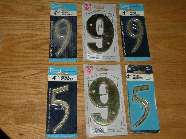 6 Vintage House Address Numbers - New Old Stock