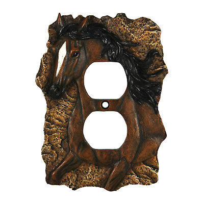 River's Edge 661 Hand Painted Western Horse Duplex Receptical Cover