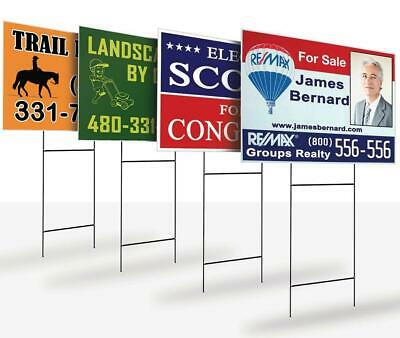 12 x 18 Customized Yard Signs Printed Full Color 2 Sides on CoroPlast with Stake