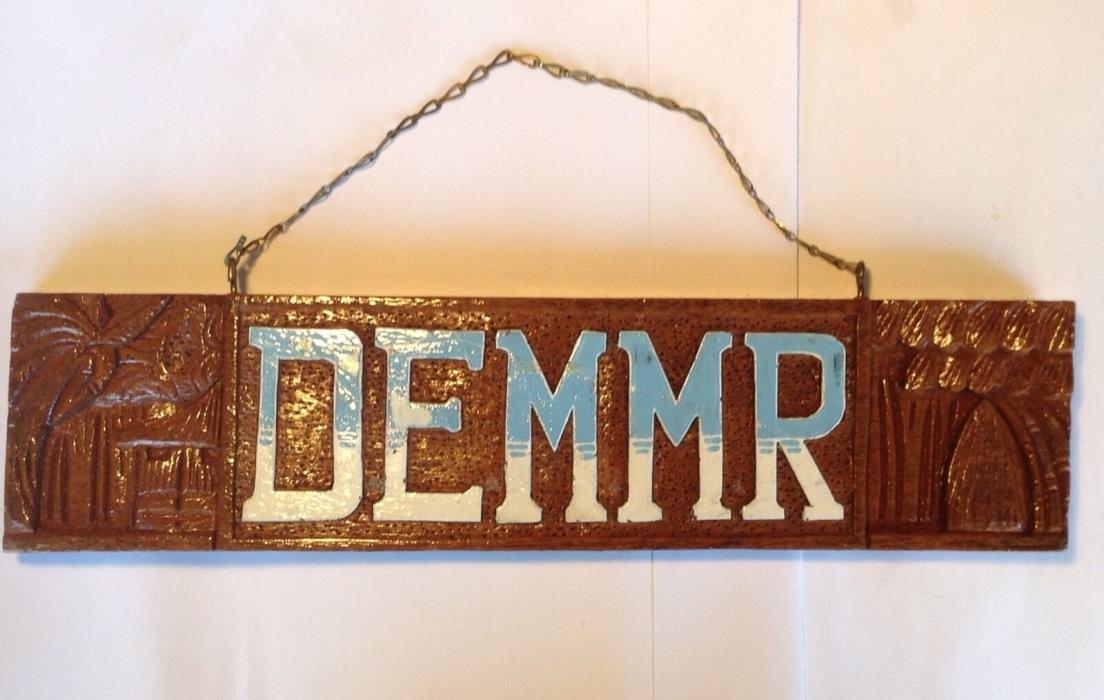 Wood Sign Carved DEMMR  Palm Tree Deco