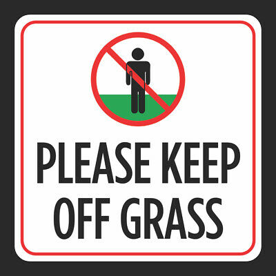 Please Keep Off Grass Print Park Neighborhood Outdoor Signs Plastic Squa, 12x12