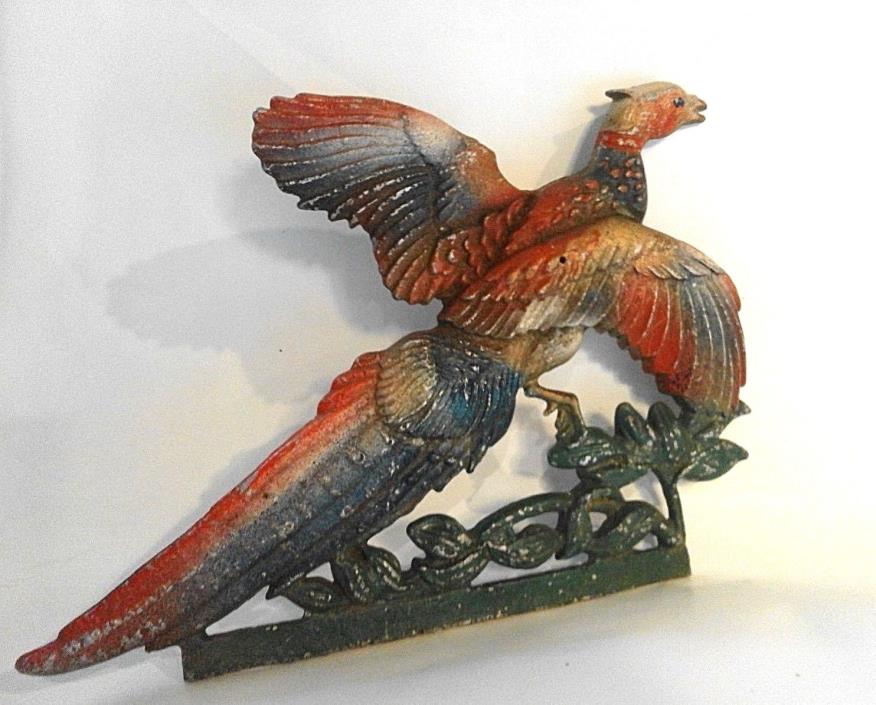 Vintage Painted Cast Aluminum Pheasant  Decorative  Fence Plaque FREE SHIPPING