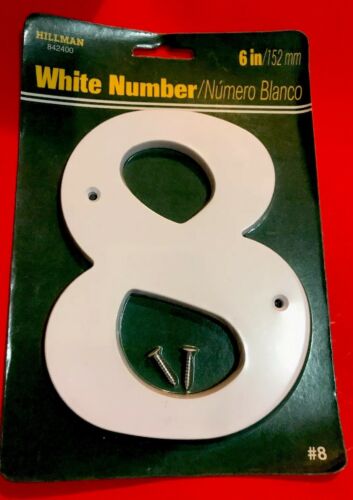 Address White Number 8 (6” / 152mm) Weatherproof & Comes With Mounting Screws