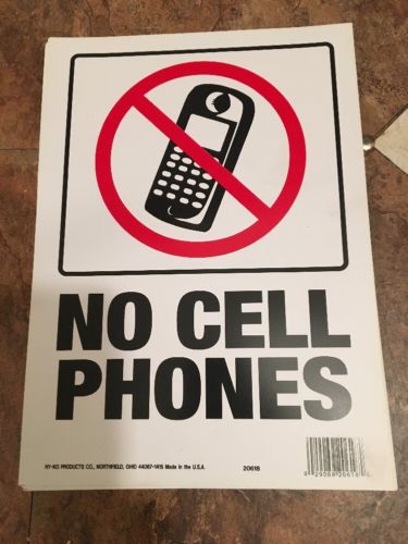 Lot Of 2 Hy-Ko High Visibility No Cell Phones Plastic Signs 12