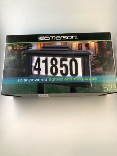 Emerson Solar Powered Lighted Address Plaque  New