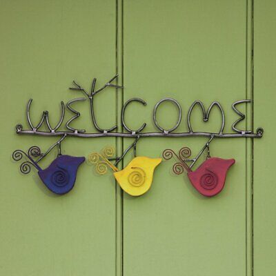Ancient Graffiti Hanging Wire Birds Welcome Sign, Remove